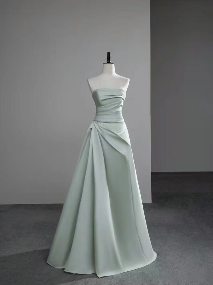 Robe de soirée longue élégante et simple de couleur vert clair nv2964
