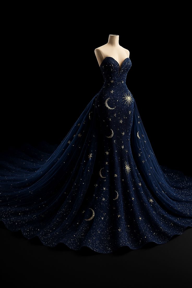 NiceVestidos – Marineblaues, wunderschönes, funkelndes, exquisit perlenbesetztes langes Ballkleid NV6108