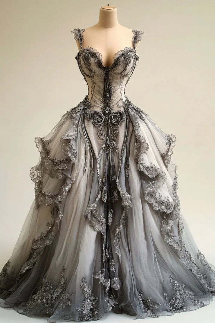 Robe de soirée élégante en tulle et dentelle, coupe trapèze, col en V, style rétro, couleur champagne, robe de mariée, nv3724