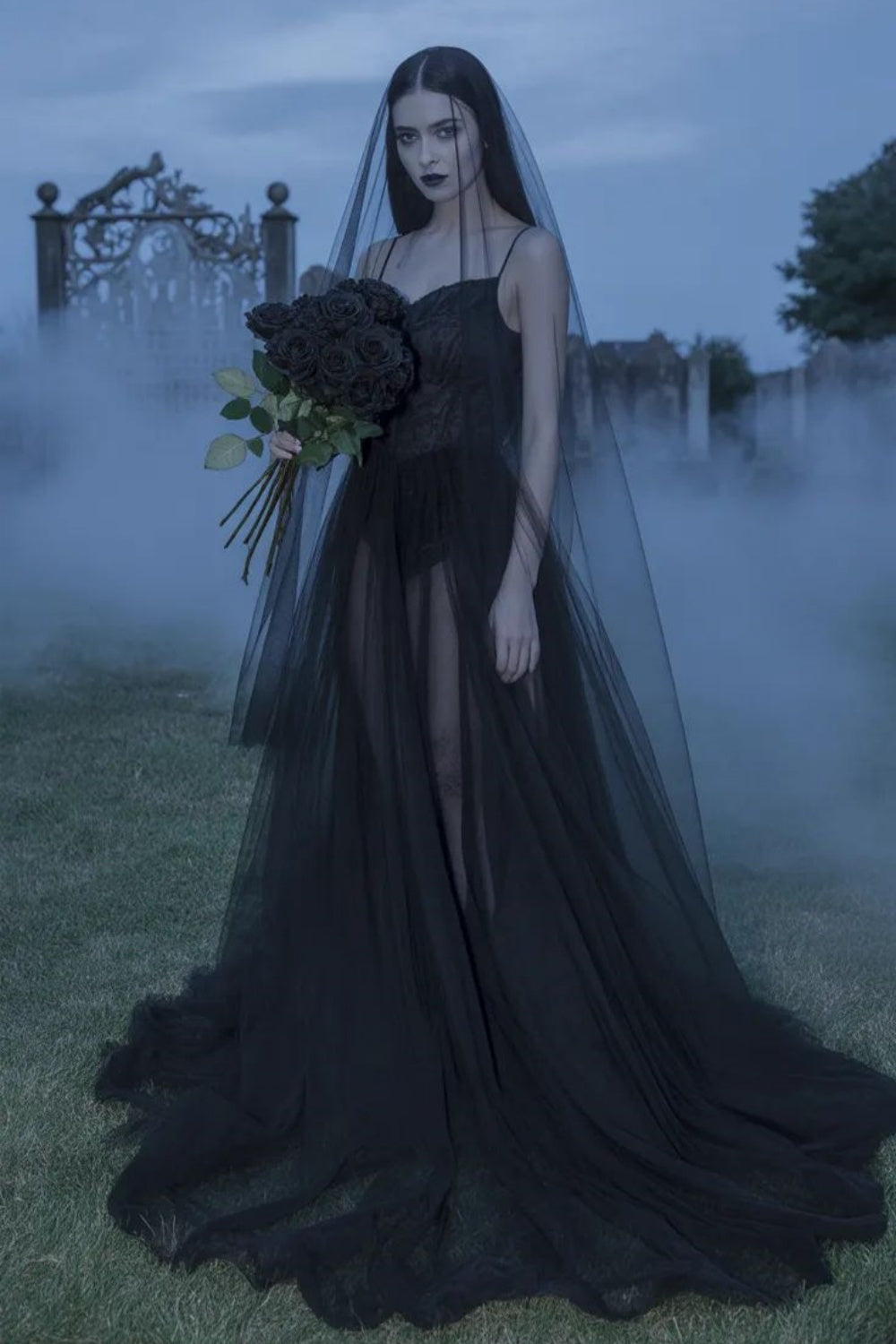 NiceVestidos - Robe de mariée vampire noire créative NV6067