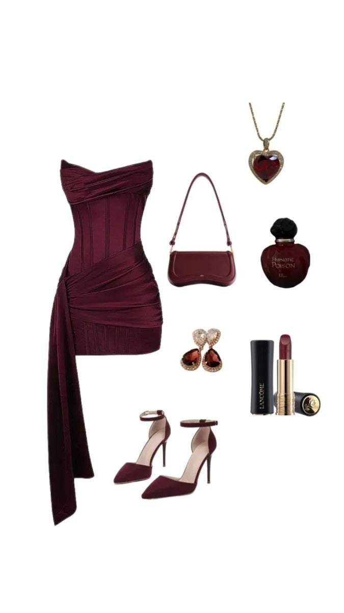 NiceVestidos-Burgundy satin short homecoming dress hoco dress nv5485