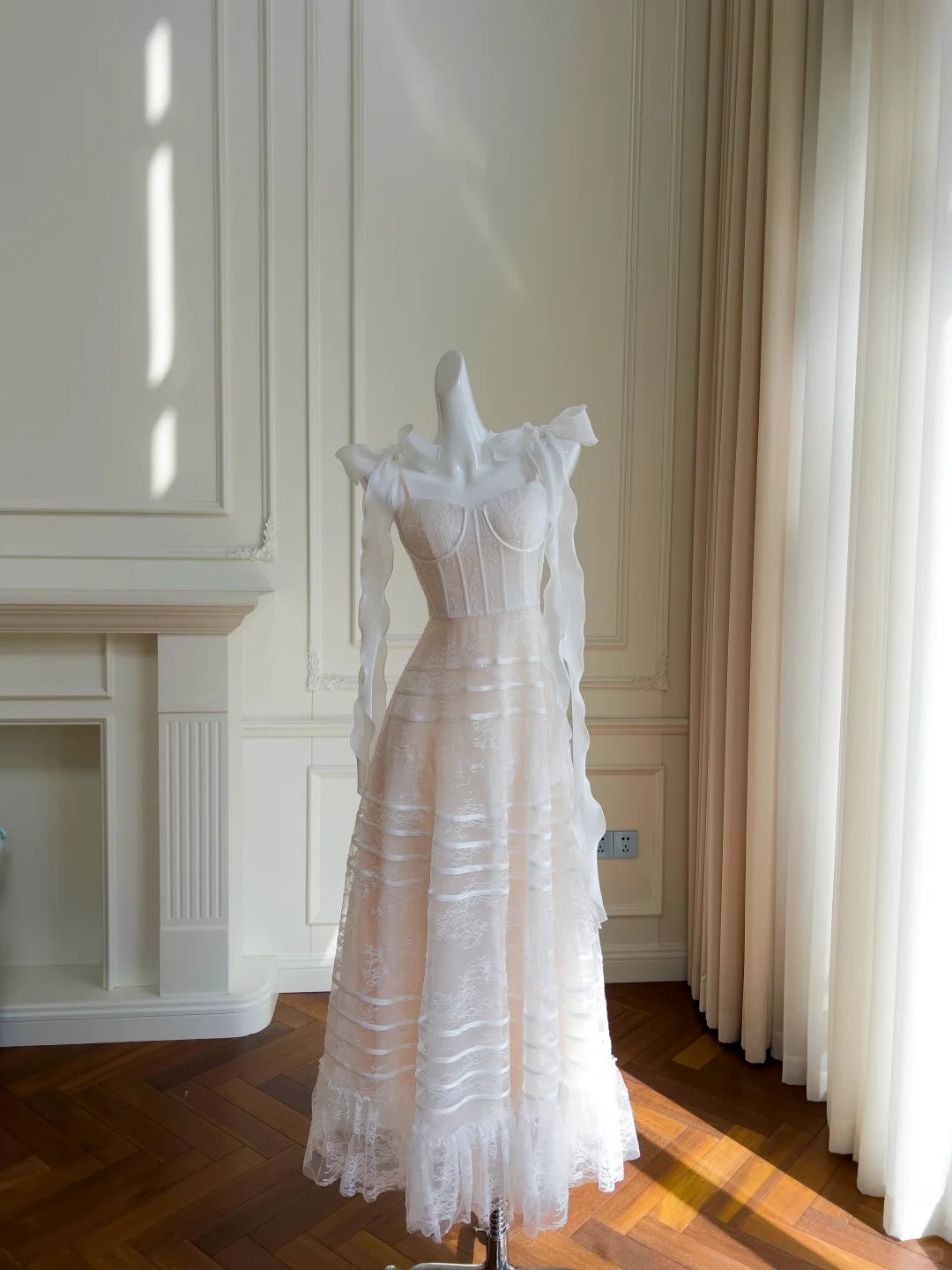 NiceVestidos – Hellrosa langes Tüll-Abendkleid NV6084