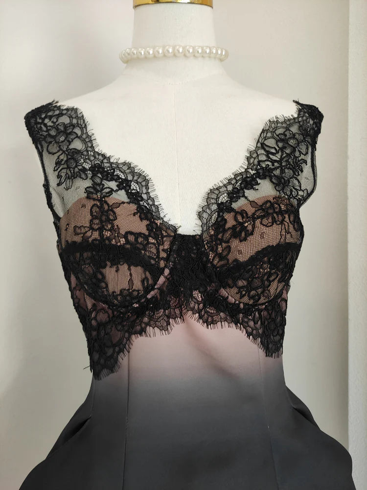 Black Pink Homecoming Dress Satin Lace Holiday Dress Short Birthday Dress nv4268