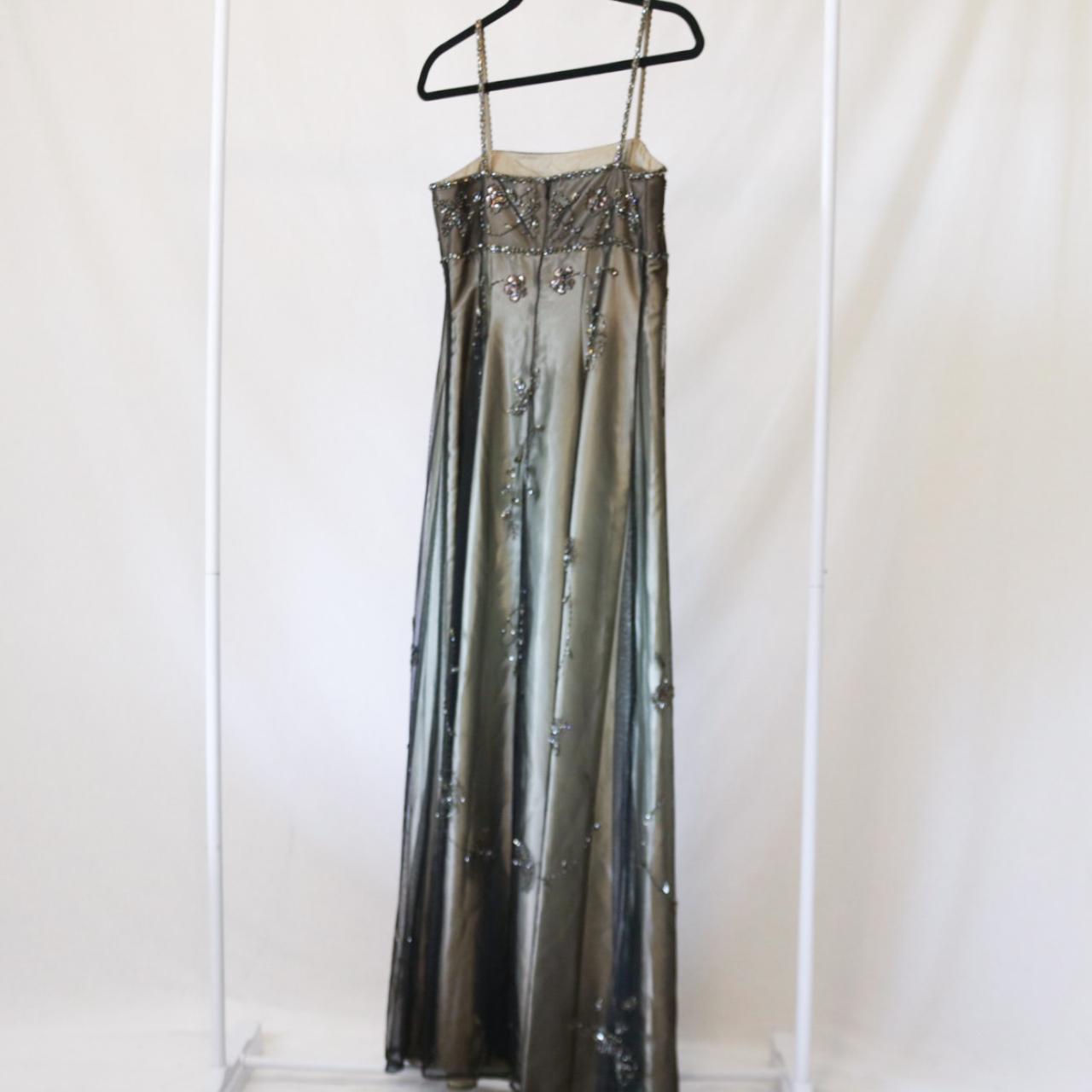 ✨ Empire Dress Vintage Green and Gold Floral Glitter Ombre Beaded High Waist Long Tulle Formal Prom Dress Evening Gown Party Dress nv4982