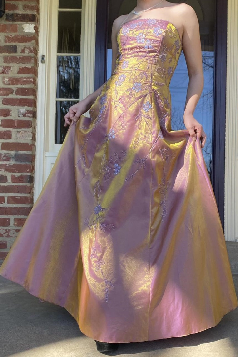 NiceVestidos-Pink exquisite beaded long satin fairy gown ball gown y2k vintage dress nv5442