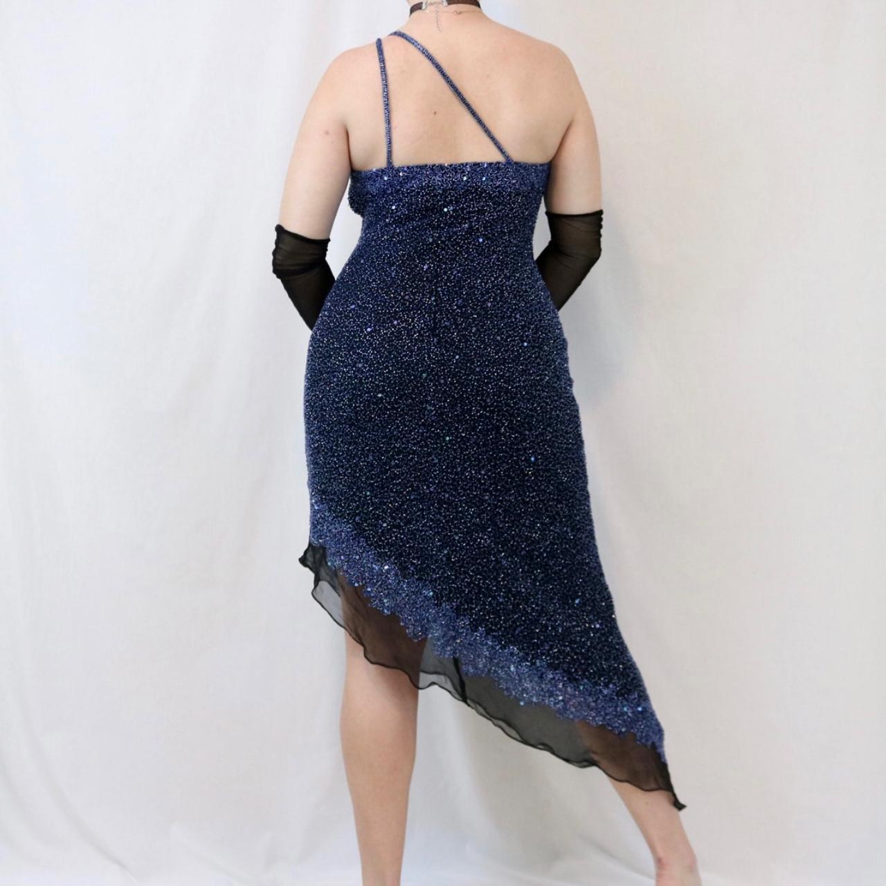 Dark blue shiny short/mid-length sequin homecoming dress birthday party dress nv4977