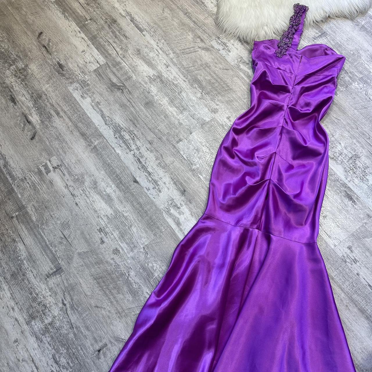 NiceVestidos-Purple fashion one shoulder beautiful exquisite floral long satin formal prom dress nv5452