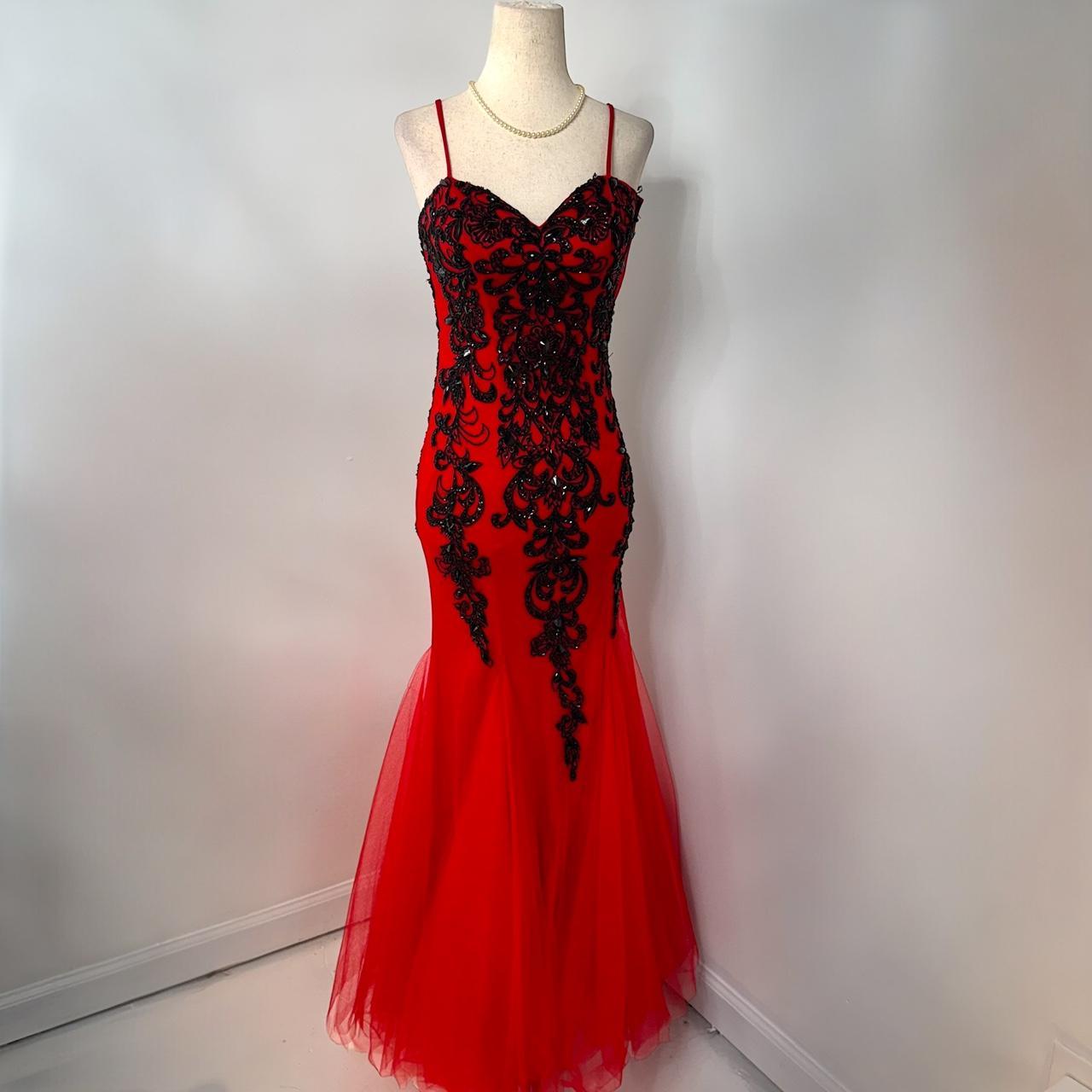 Red exquisite beaded long chiffon prom dress nv5330