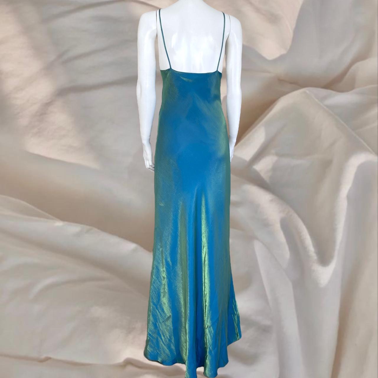 Robe longue bleue rétro brillante sirène fée Y2K années 90 robe de bal formelle robe de soirée robe de banquet nv4574