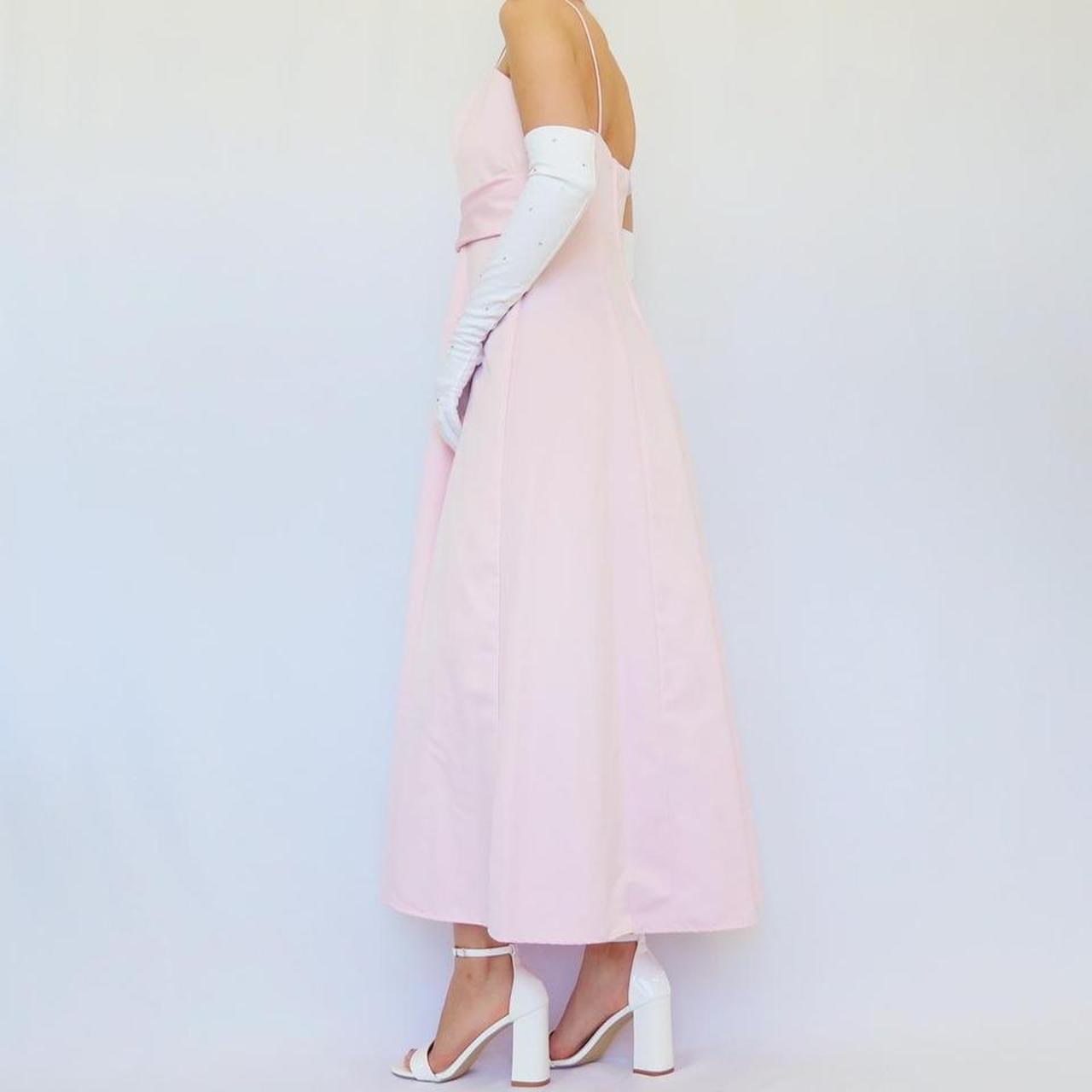 NiceVestidos-Vintage pink satin long evening gown Nv5636