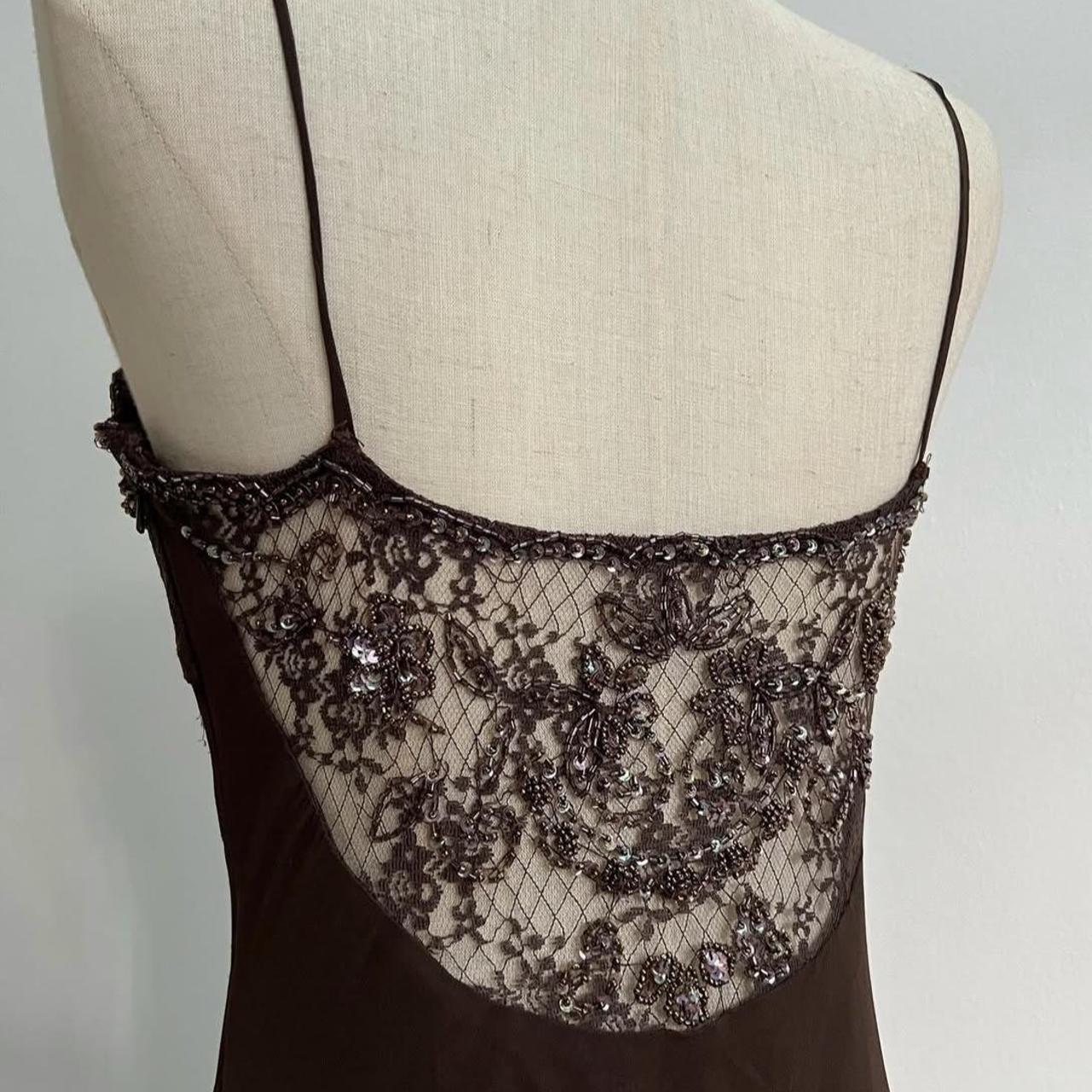 🧚🏼♂️Rare robe vintage y2k fée bohème marron dentelle perlée paillettes broderie florale robe longue élégante robe de bal robe de soirée robe de soirée nv4408