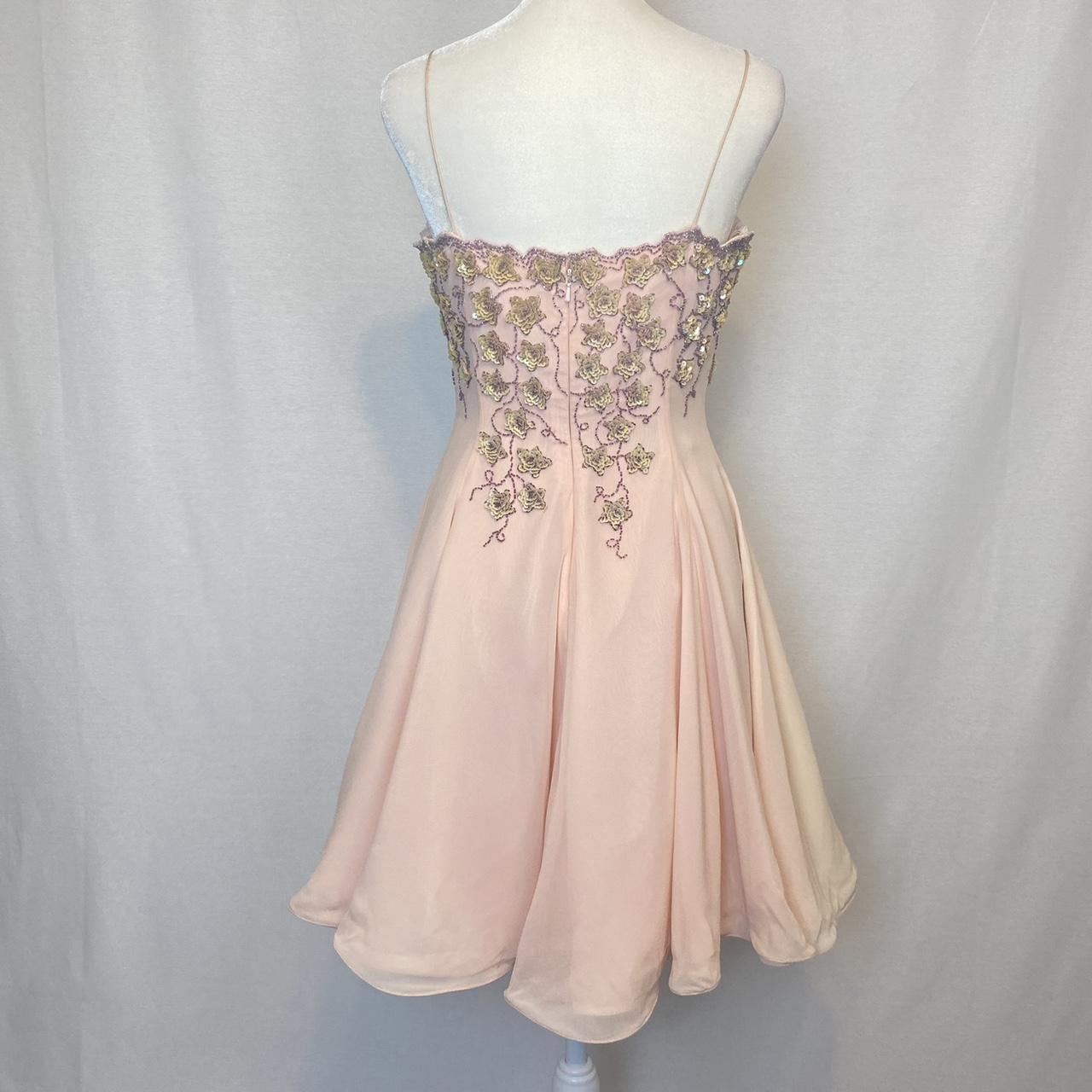 Light pink shiny sweet elegant delicate floral beaded sequin short chiffon ball gown evening dress party dress homecoming dress prom dress nv3828