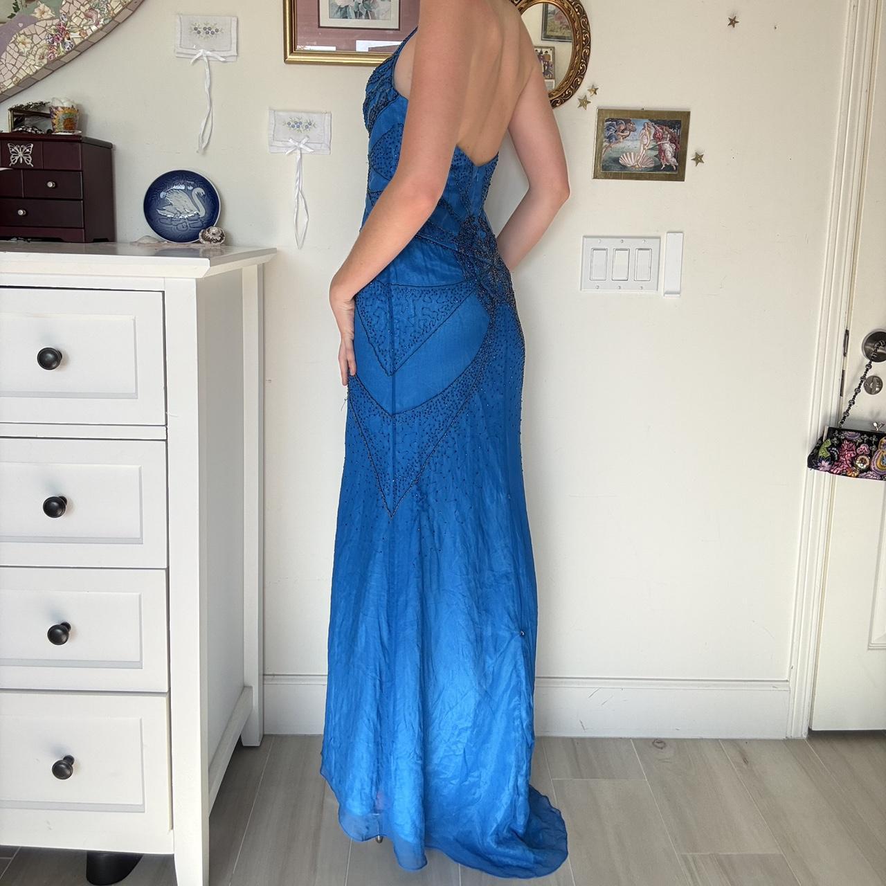 Blue Beaded Sparkling Long Fashion Prom Dress Evening Dress Party Dress nv4681