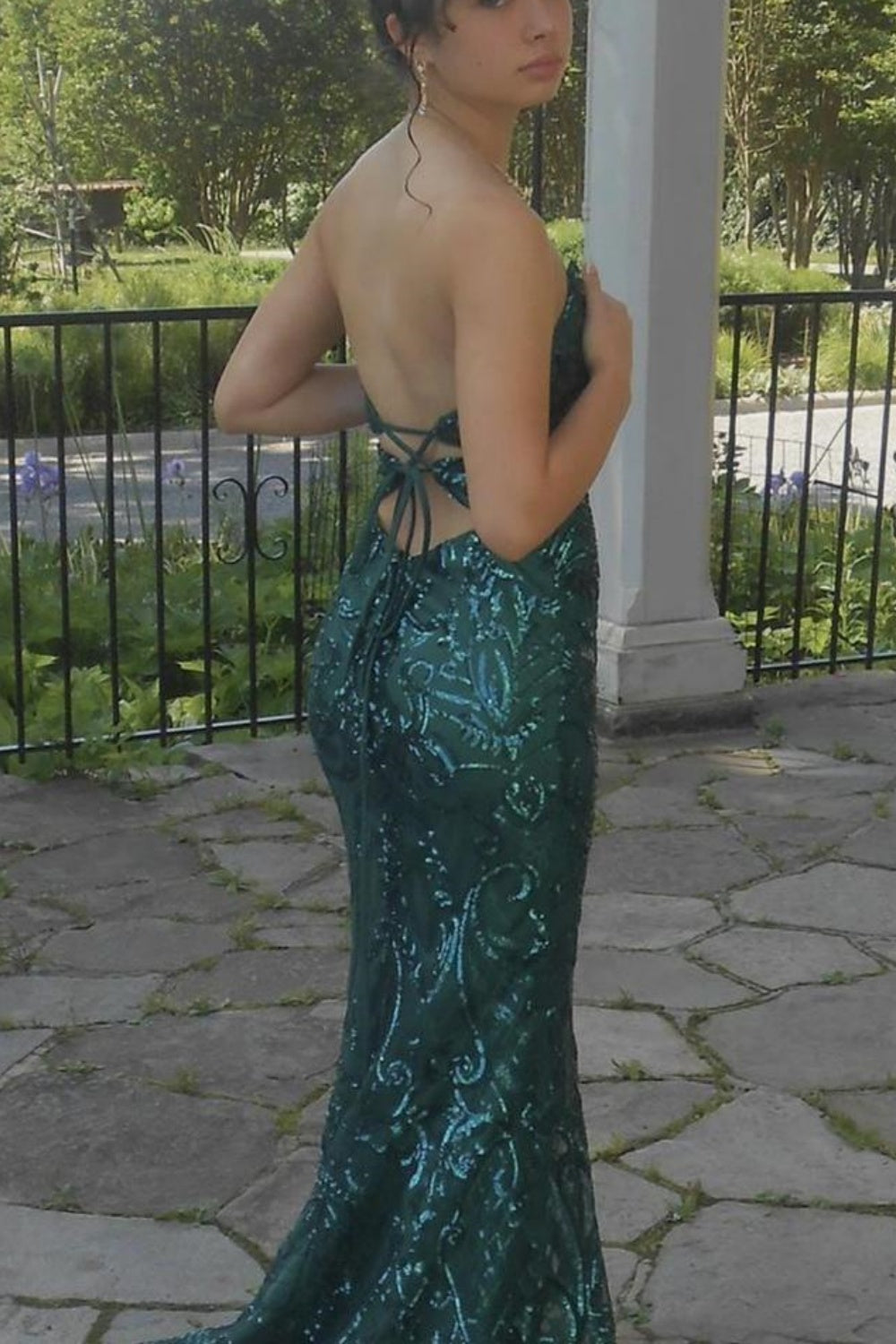 Robe de bal de fin d'année verte pour femme nv5339