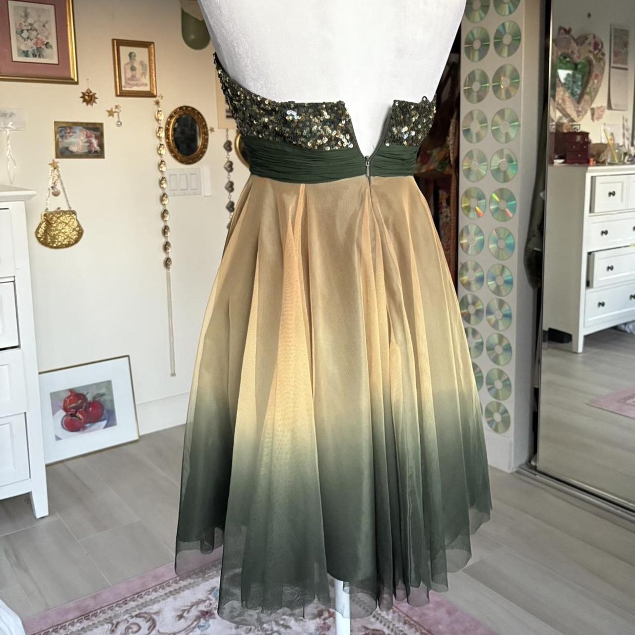Green Gold Gradient Off-the-shoulder Short Chiffon Ball Gown Evening Gown Party Dress nv4243