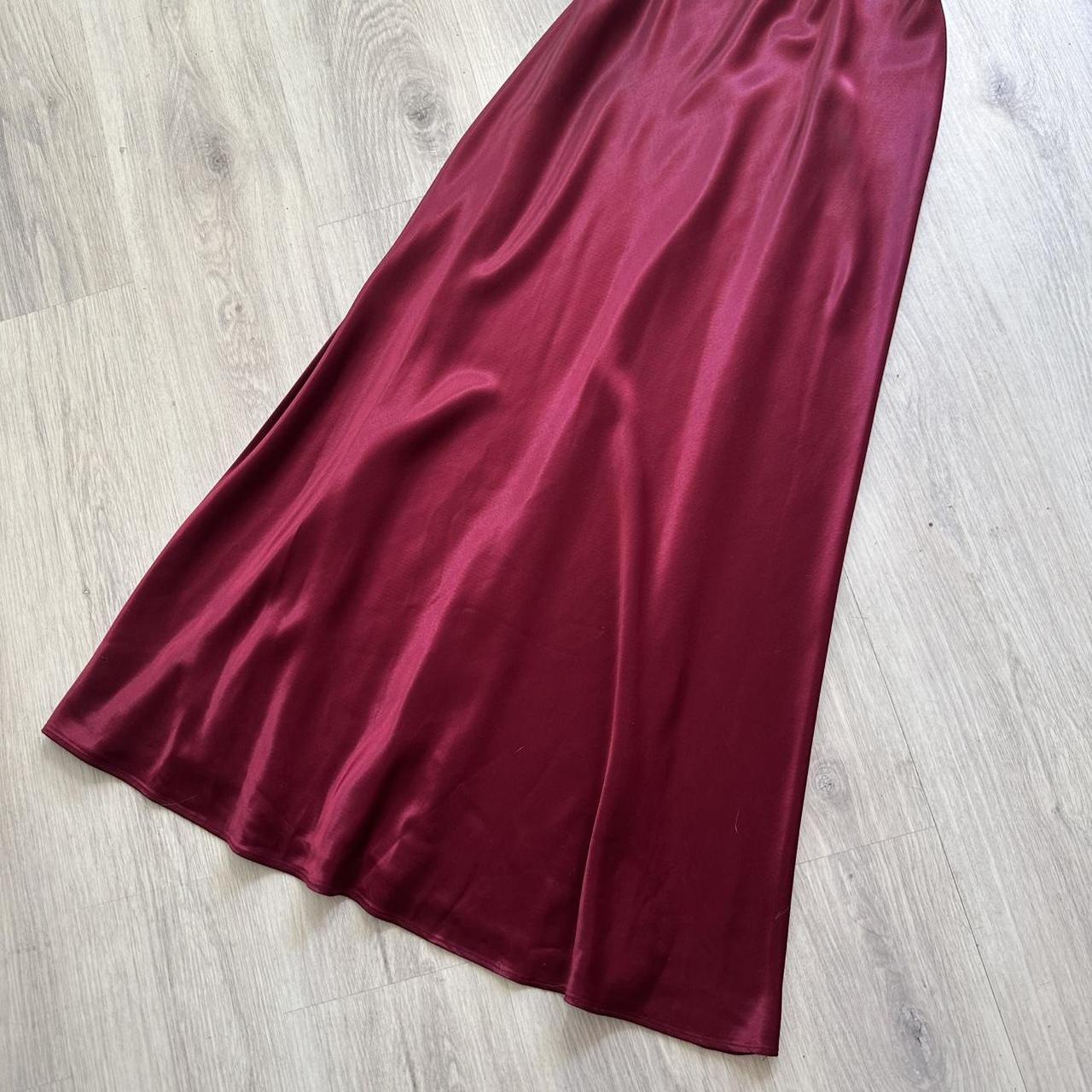NiceVestidos--Burgundy floral long satin prom dress NV5732