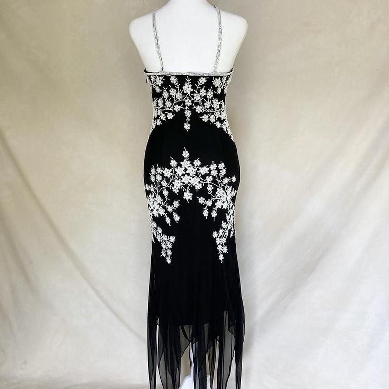Black Vintage Beaded Fairy Dress Gorgeous Flowing Y2K Dress Floral Beaded Ball Gown Evening Gown Party Dress nv4239