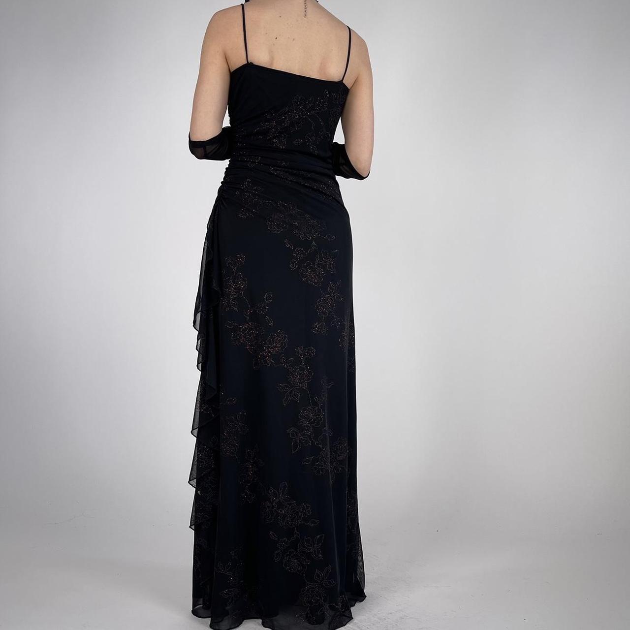 Black shiny vintage fashion exquisite floral beading spaghetti straps long elegant Chiffon ruffles ball gown evening dress party dress prom dress nv3756