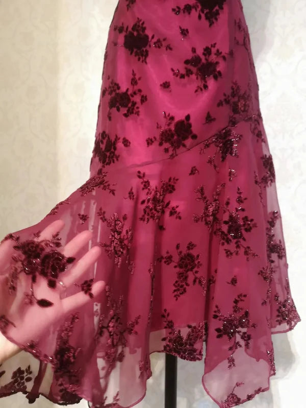 NiceVestidos--Floral Short Ruffle Chiffon Homecoming Dress NV5686