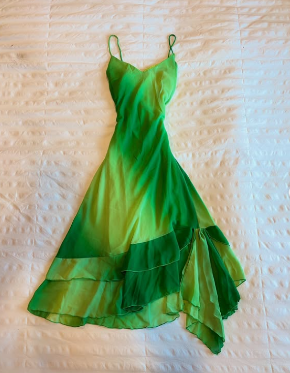 Robe de soirée courte en mousseline de soie à volants et dégradé de couleurs vertes, robe d'anniversaire, robe de bal, nv4508