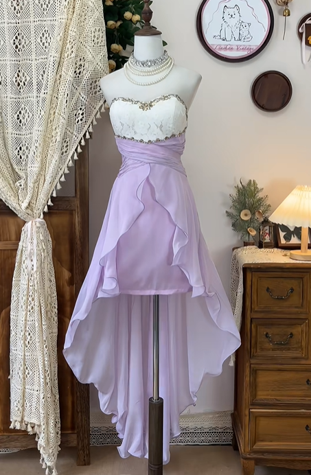 Purple Beaded Fashion Short Chiffon Homecoming Dress Birthday Dress Banquet Dress Party Dress nv4560
