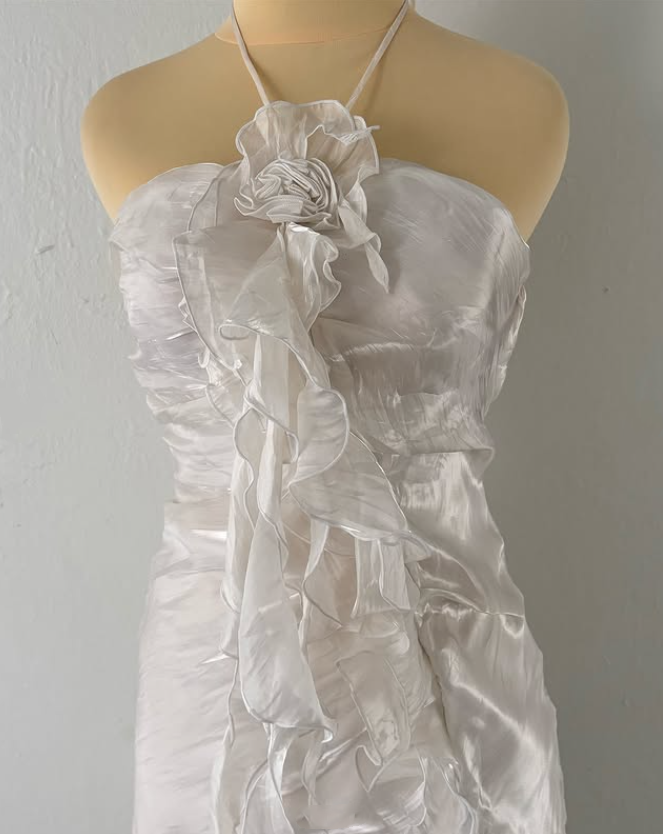 White elegant short chiffon party dress evening gown ball gown nv4596