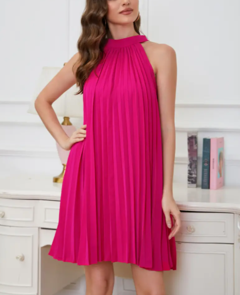 Pink halter short mini homecoming dress birthday party dress nv2876