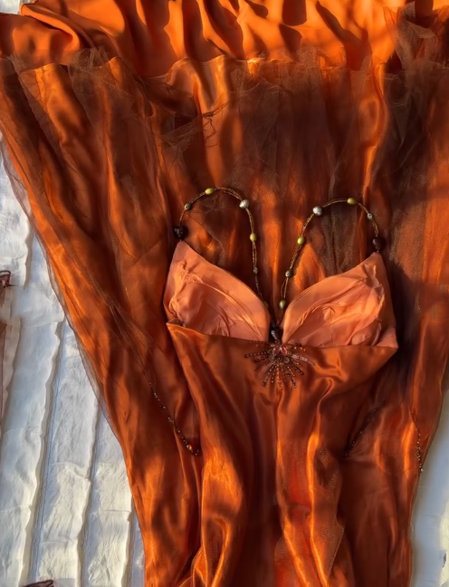 Orange fairy fashion chiffon long exquisite beaded prom dress party dress nv5399