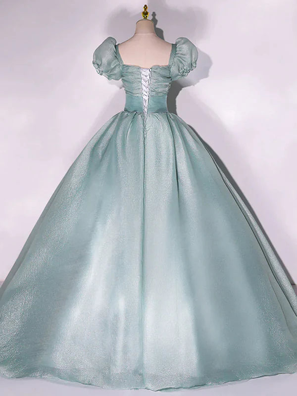 Robe de soirée longue en tulle vert unique pour les 16 ans nv2043