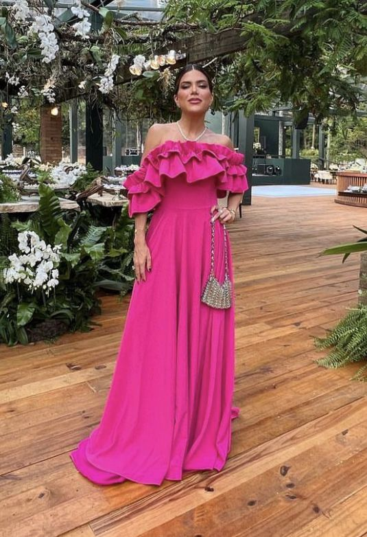 Schulterfreies, rosarotes A-Linien-Ballkleid nv1165