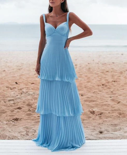Floor Length Blue Prom Dress Long Evening Dress nv1192 – NiceVestidos