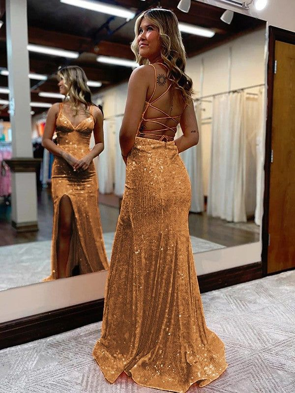 Etui-Linie/Säulenkleid mit Rüschen, V-Ausschnitt, ärmellos, Sweep/Pinselzug, Kleider nv1273