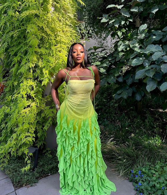 Robe de bal longue jaune et robe de soirée noire pour fille nv1386