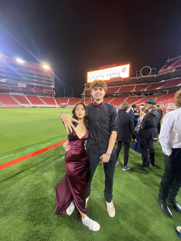 Dark purple stylish elegant long satin backless ball gown evening dress nv3626