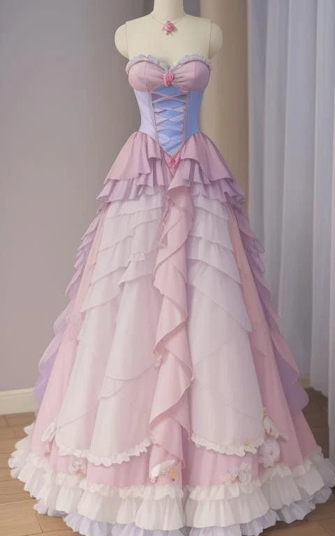 Pink Vintage Ball Gown Sweetheart Tiered Party Dress Long Tulle Prom Gown Evening Dress nv3793