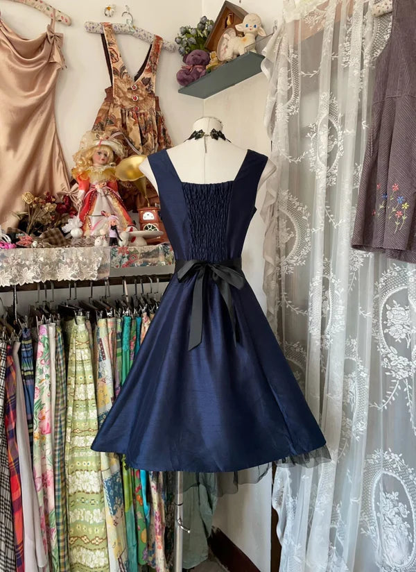 Navy Blue Homecoming Vintage A-Line Short Birthday Dress Prom Dress nv4300