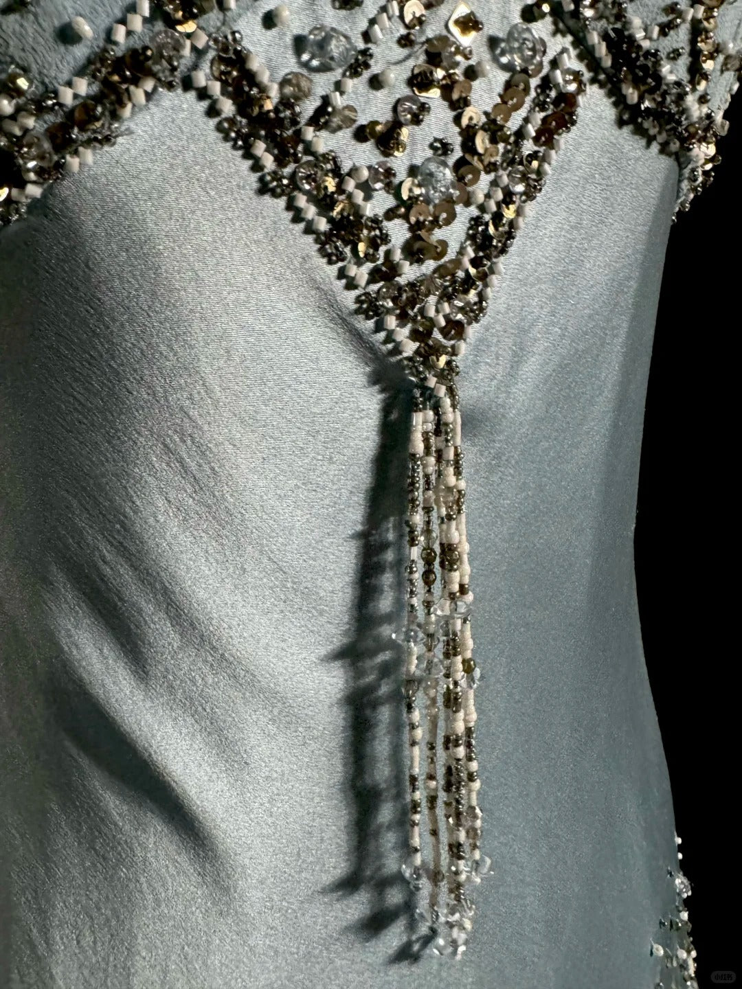 Dunstblaues Satin, handgefertigt mit Perlen, exquisites, schönes, kurzes Heimkehrkleid, Ballkleid, Abendkleid, Geburtstagspartykleid, NV4719