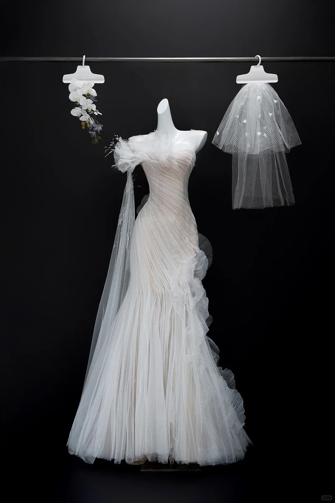 Light pink elegant romantic fashion long floor-length mermaid slim tulle ball gown evening dress wedding dress nv4040