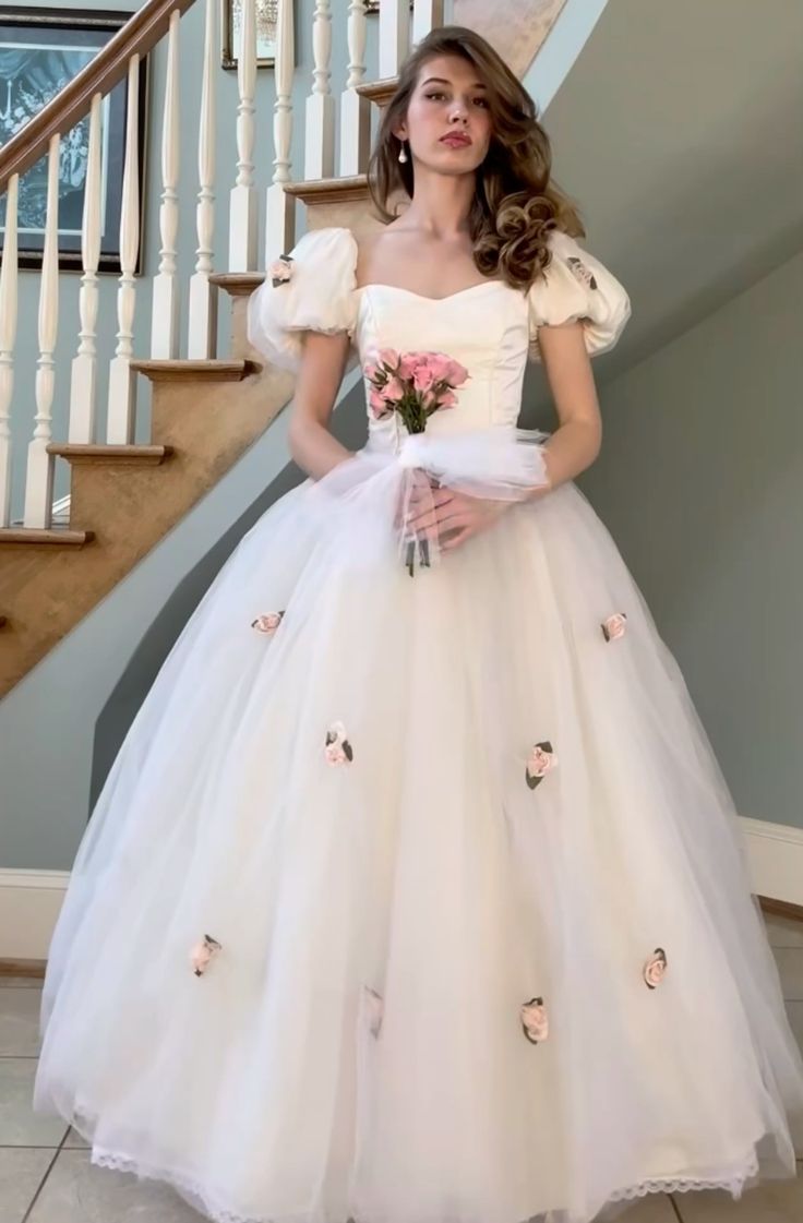 Robe de mariée longue en tulle à petites fleurs, couleur unie blanche, élégante, style princesse, pour femme, nv2744