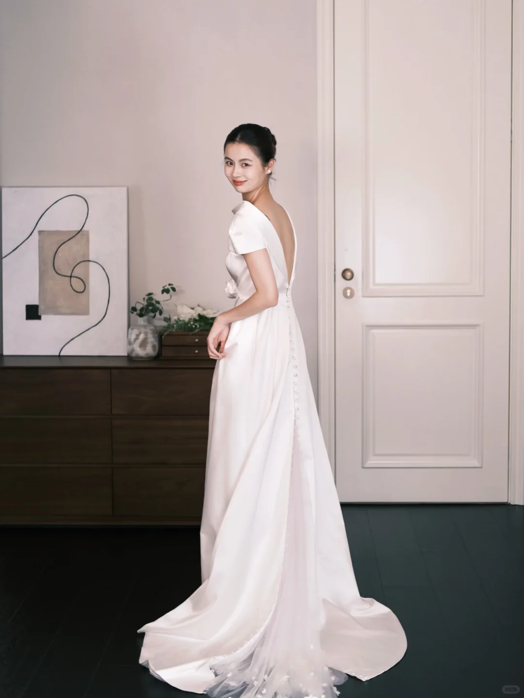 Minimalist High Neck Satin A-Line Wedding Dress NV7315