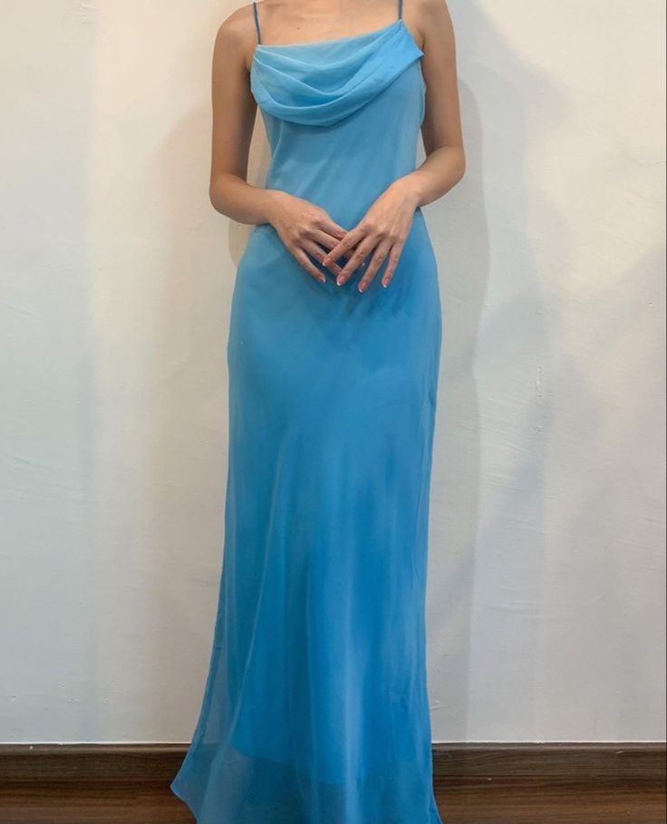 Blue elegant fashion spaghetti strap long chiffon ball gown, evening dress, party dress nv3712