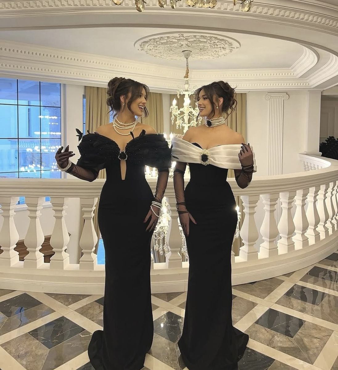 Black White Long Satin Mermaid Prom Dress Evening Dress Party Dress nv4871