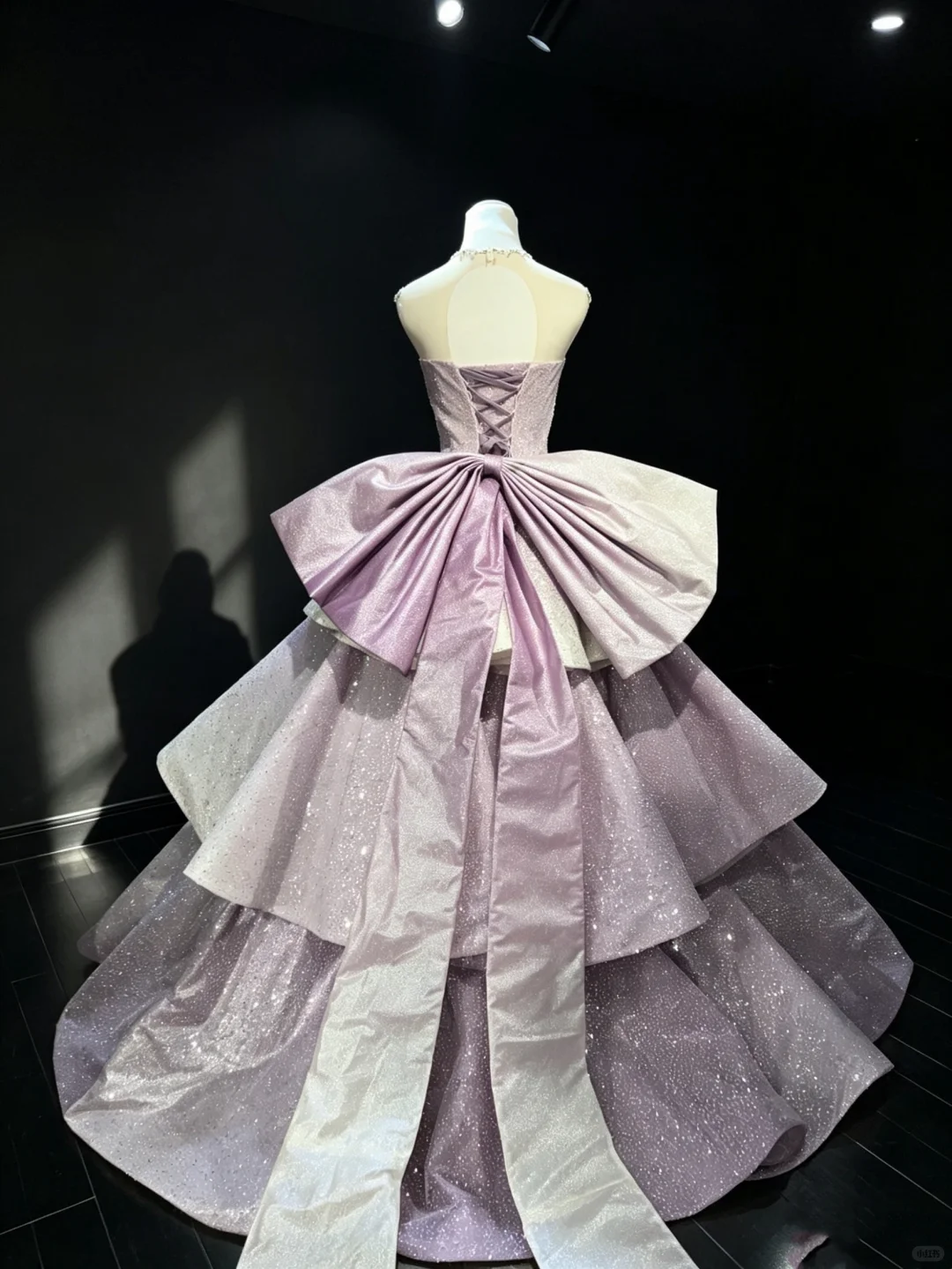 Lavender Pink Ombre Princess Ball Gown Halter Corset Rhinestone Beaded Tiered Glitter Long Evening Gown NV6995
