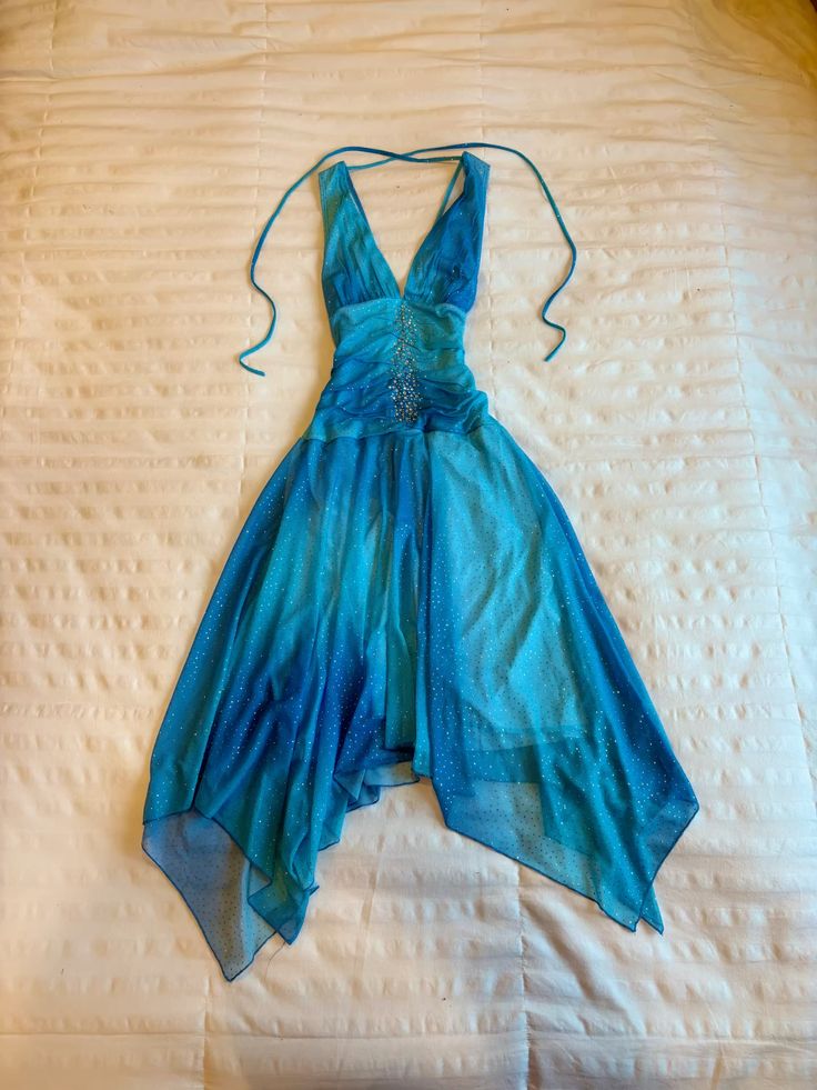 Blue Fashion Gradient Sparkle Short/Medium-Length Chiffon Homecoming Dress nv4480