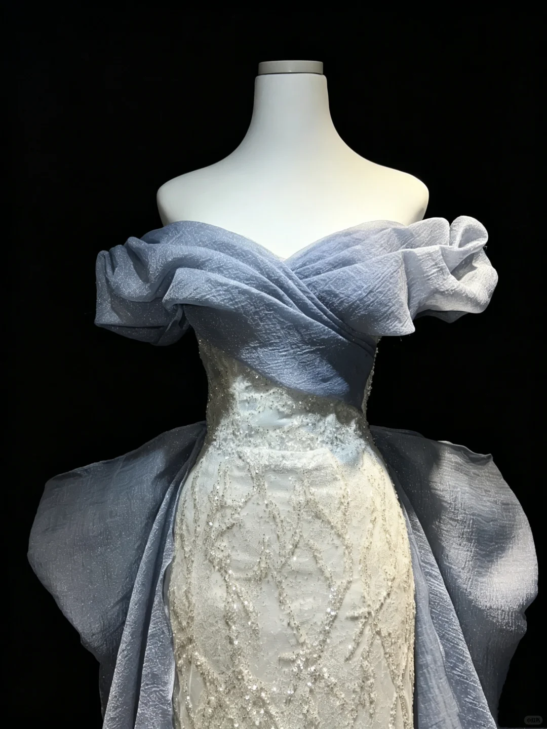 Dusty Blue Off Shoulder Mermaid Evening Gown Sequin Lace Embroidery Oversized Bow Long Train Formal Prom Dress NV6996