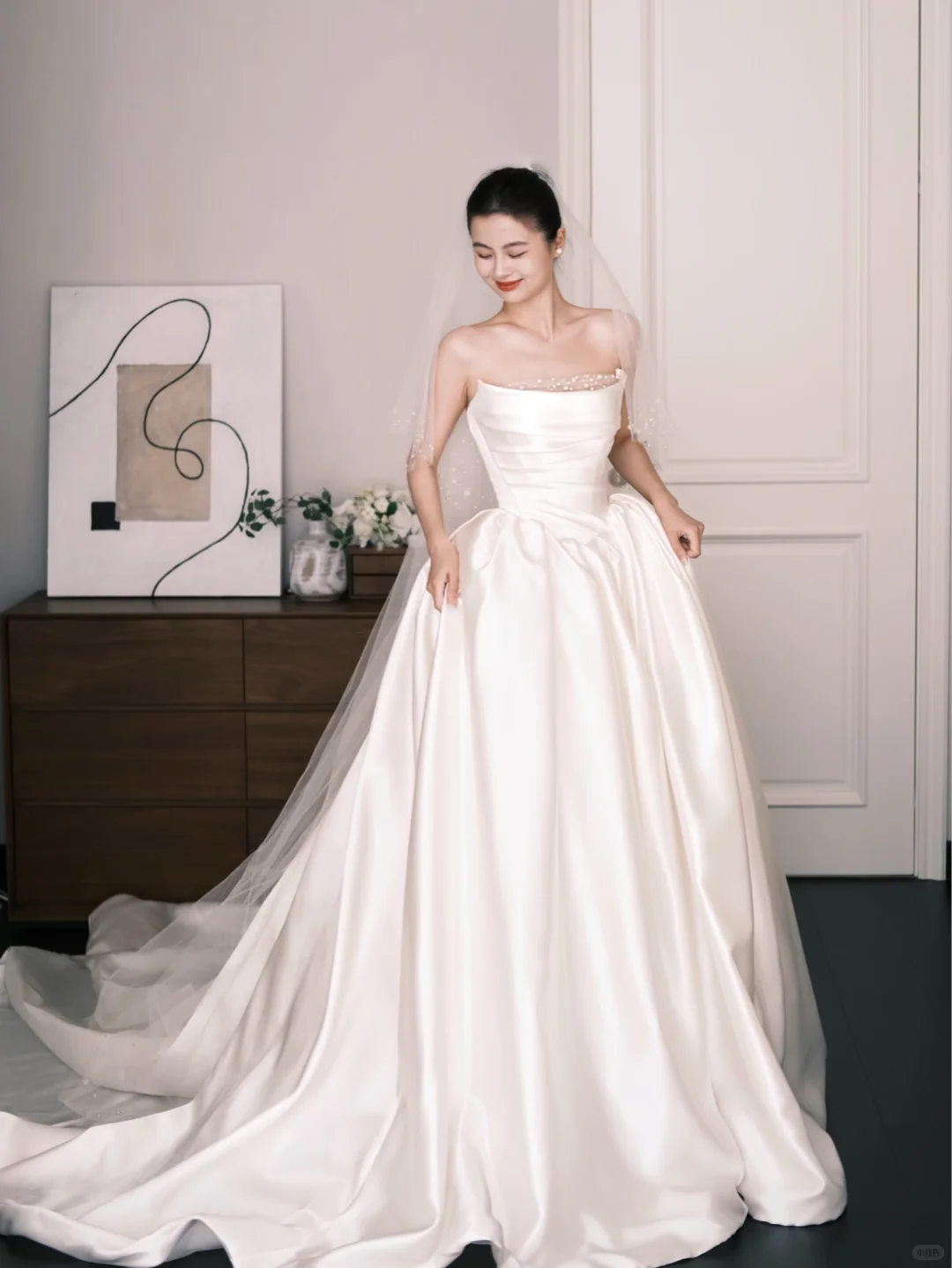 Strapless Satin A-Line Ballgown Wedding Dress Bridal Gown NV7264