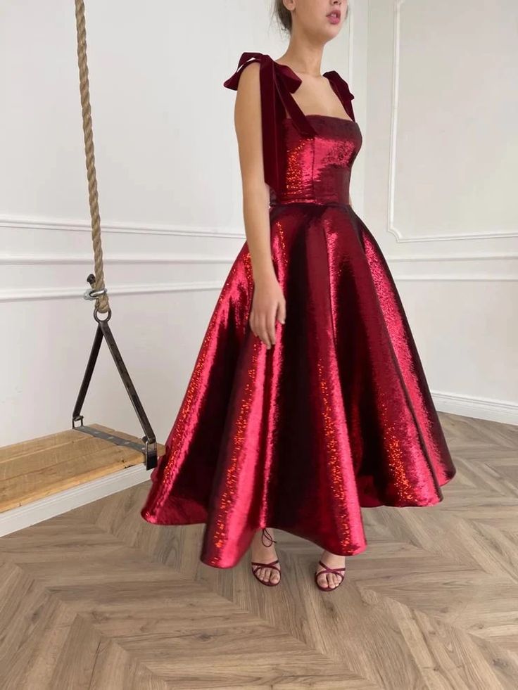 Rotes, glänzendes, elegantes Spaghettiträger-Ballkleid mit langen Pailletten, Abendkleid, Partykleid, NV3538