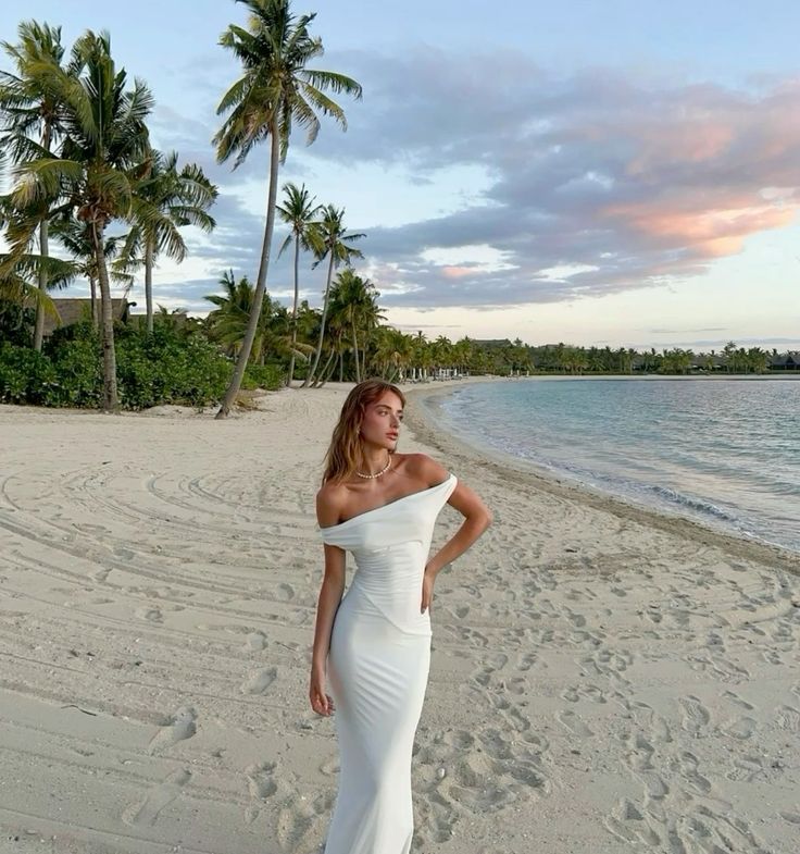 Robe longue blanche simple et élégante à épaules dénudées, robe de bal, robe de vacances, robe de soirée nv1829