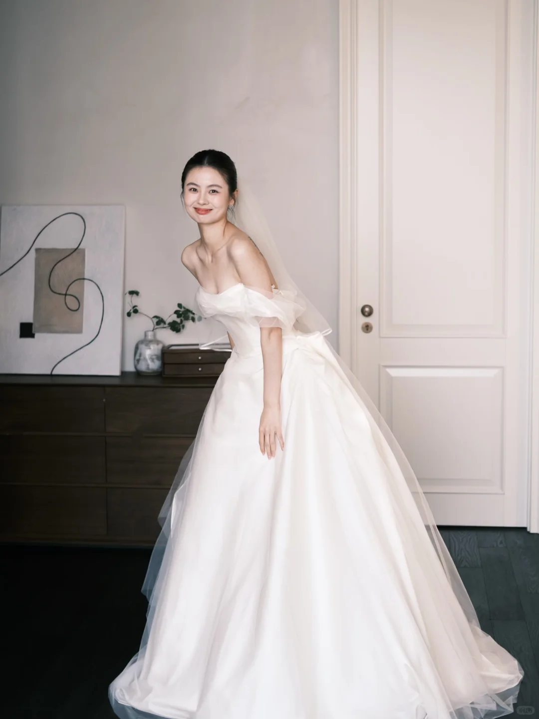 Off The Shoulder Satin Tulle Bridal Gown, Big Bow Ballgown Wedding Dress NV7275