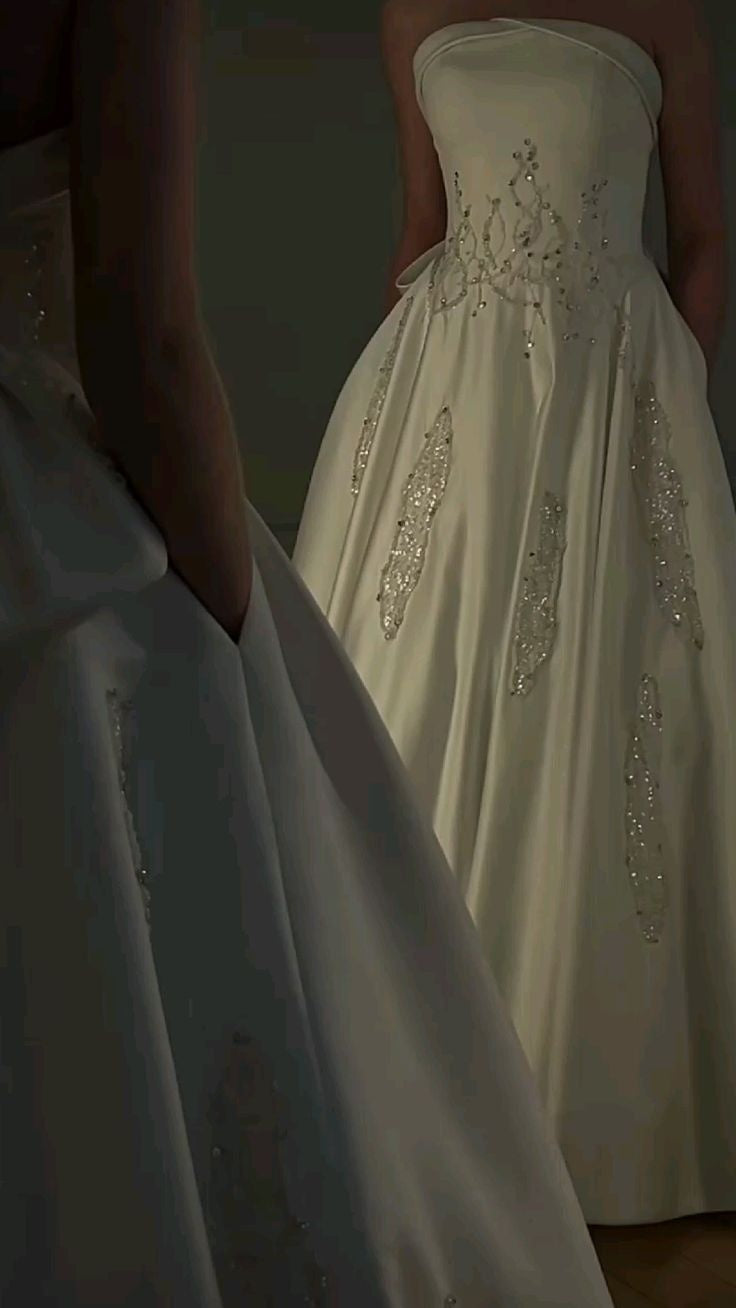 NiceVestidos--White Long Satin Wedding Dress With Delicate Beads NV5885